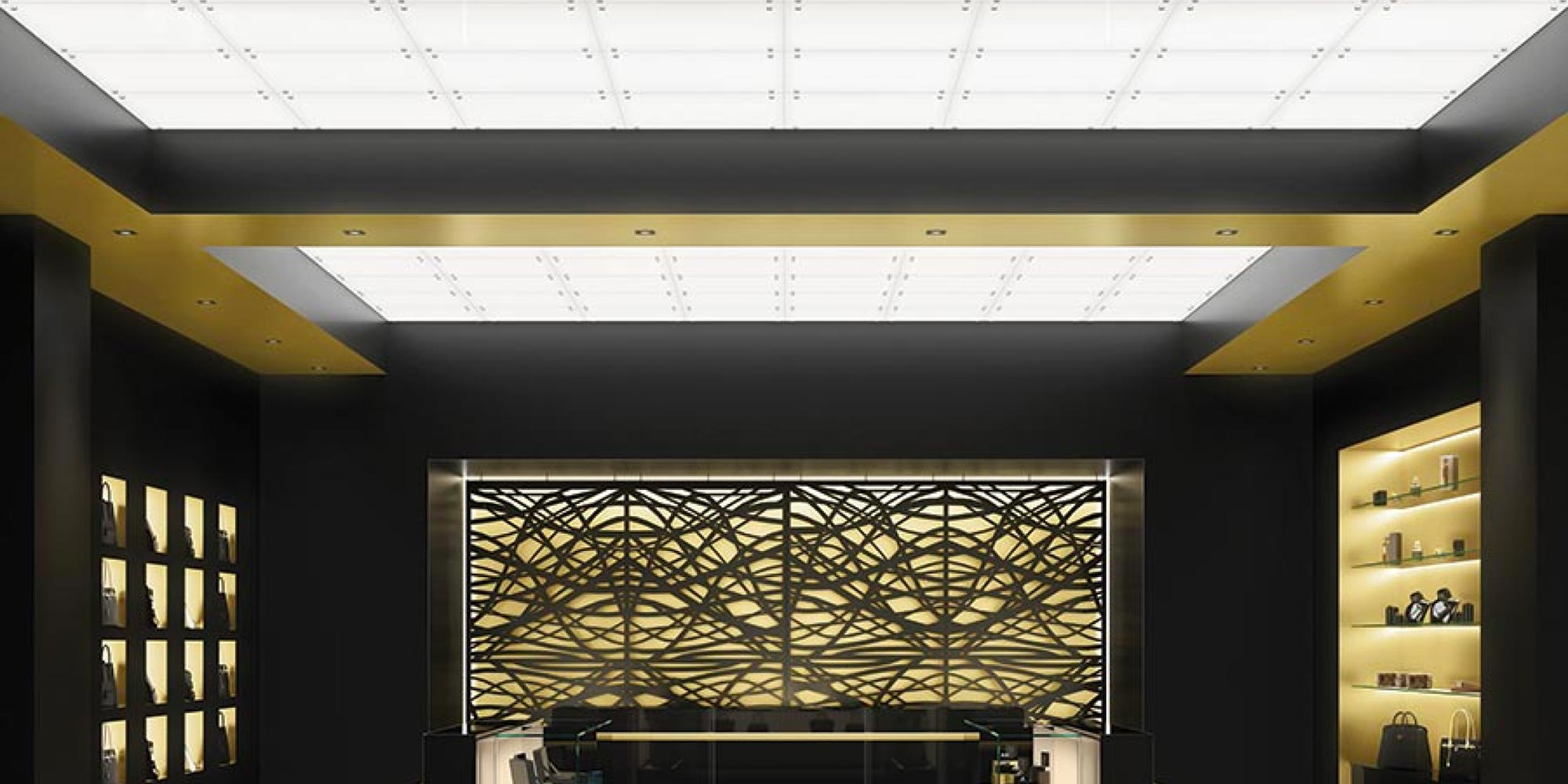 Metalux troffers installed in an upscale retail space
