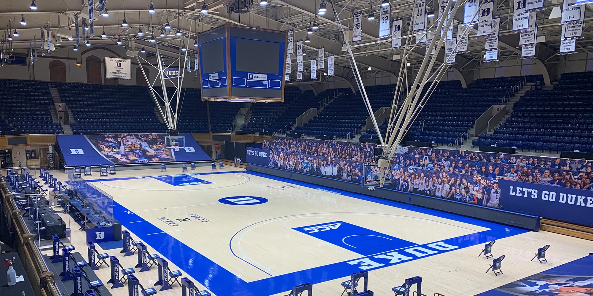 High bay lighting installed at Duke University's basketball court